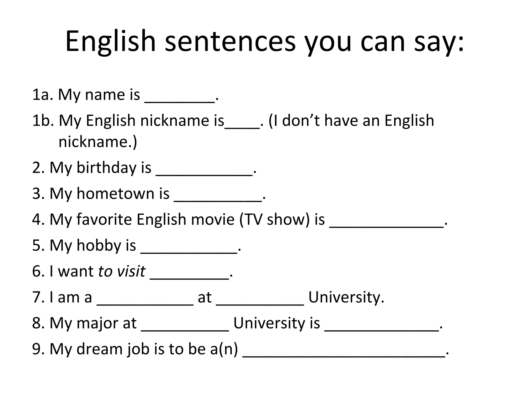 Introducing yourself to the class | PPT