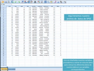 Aquí tenemos nuestro
archivo de datos de SPSS
 