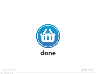 done

 Bologna - WordCamp 2012

venerdì 23 novembre 12
 