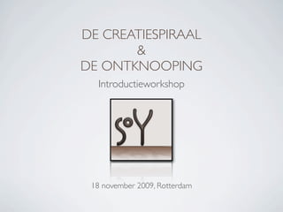 DE CREATIESPIRAAL
       &
DE ONTKNOOPING
  Introductieworkshop




 18 november 2009, Rotterdam
 