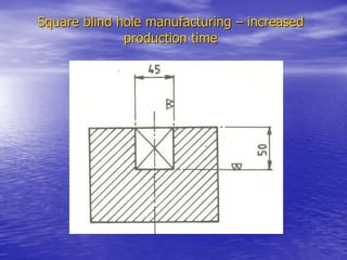 Square blind hole manufacturing – increased
production time
 