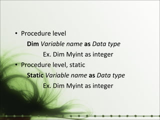 visual basic v6 introduction | PPT