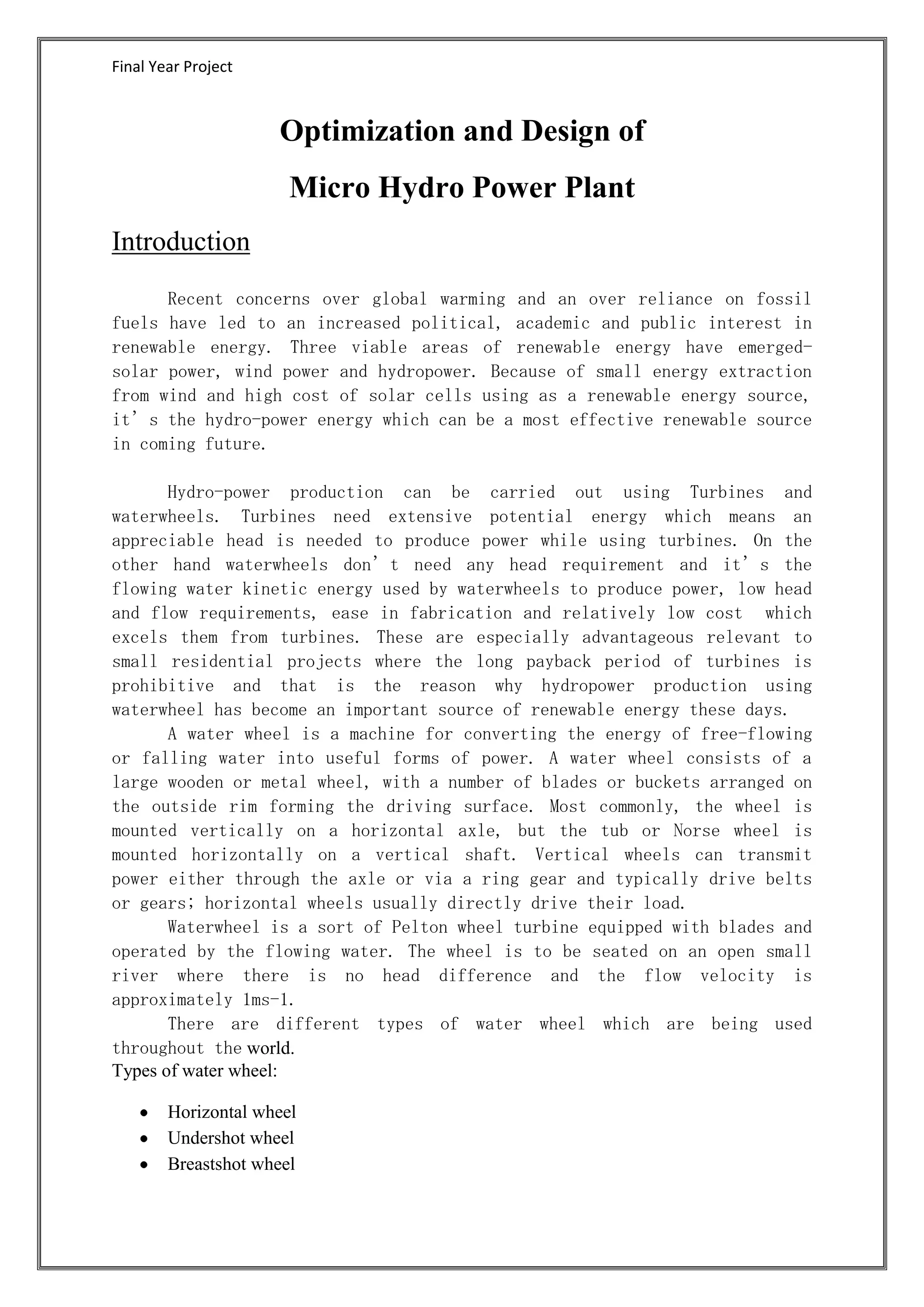 Introduction To Micro Hydro Power Plant PDF