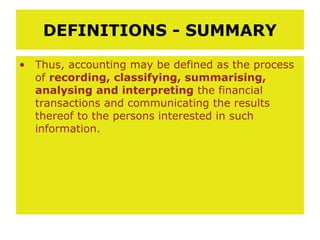 Introduction to accounts | PPT