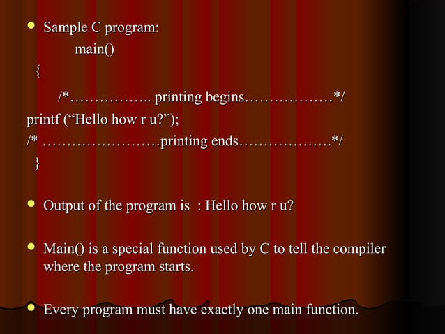 OVERVIEW OF ‘C’ PROGRAM | PPT