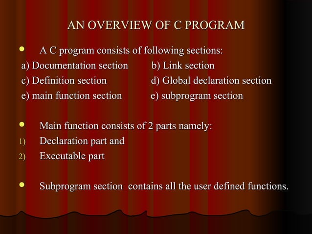 OVERVIEW OF ‘C’ PROGRAM | PPT