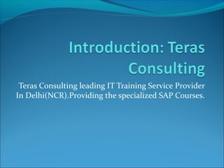 Teras Consulting leading IT Training Service Provider
In Delhi(NCR).Providing the specialized SAP Courses.
 