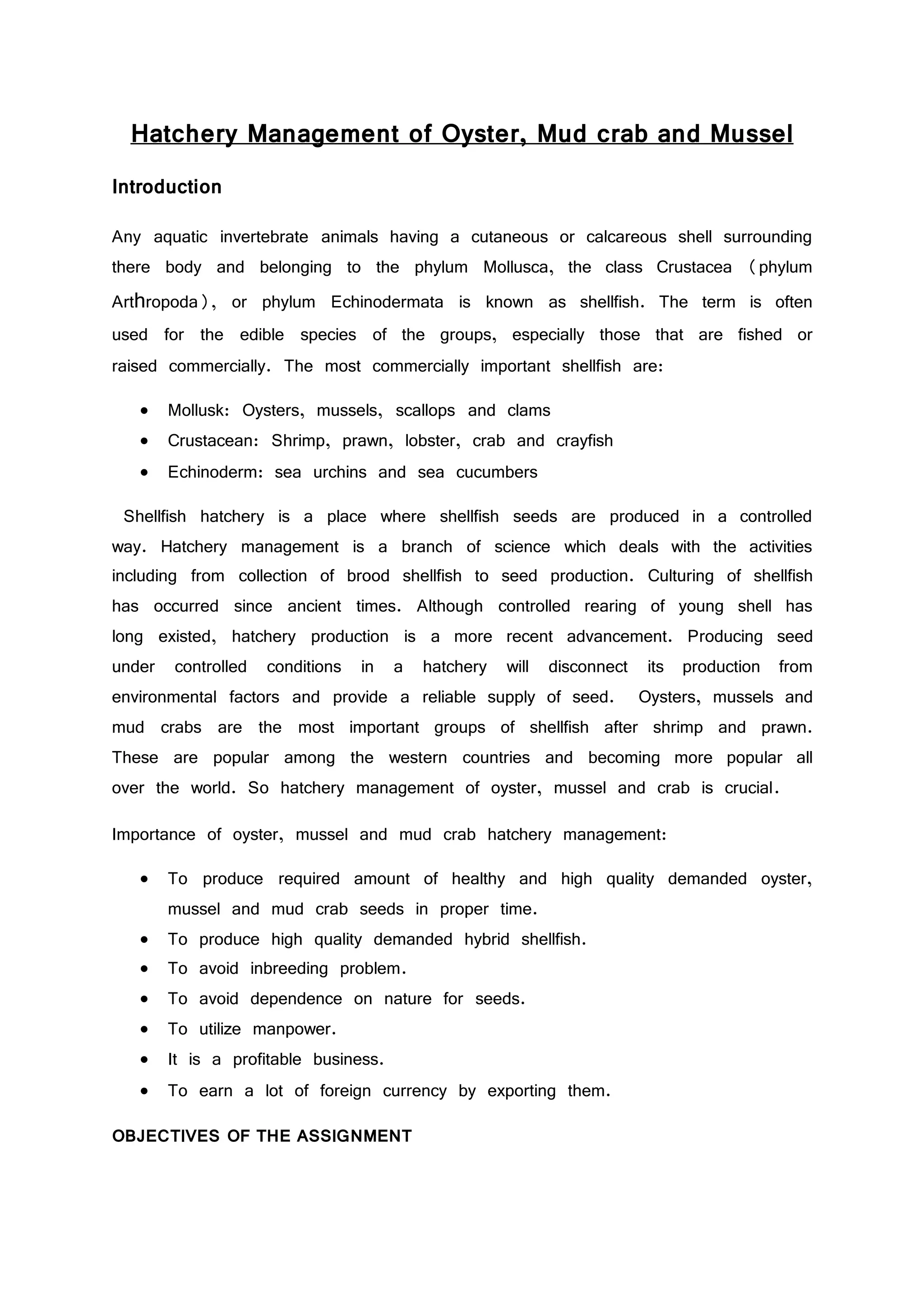 Hatchery Management of Oyster, Mud crab and Mussel PDF