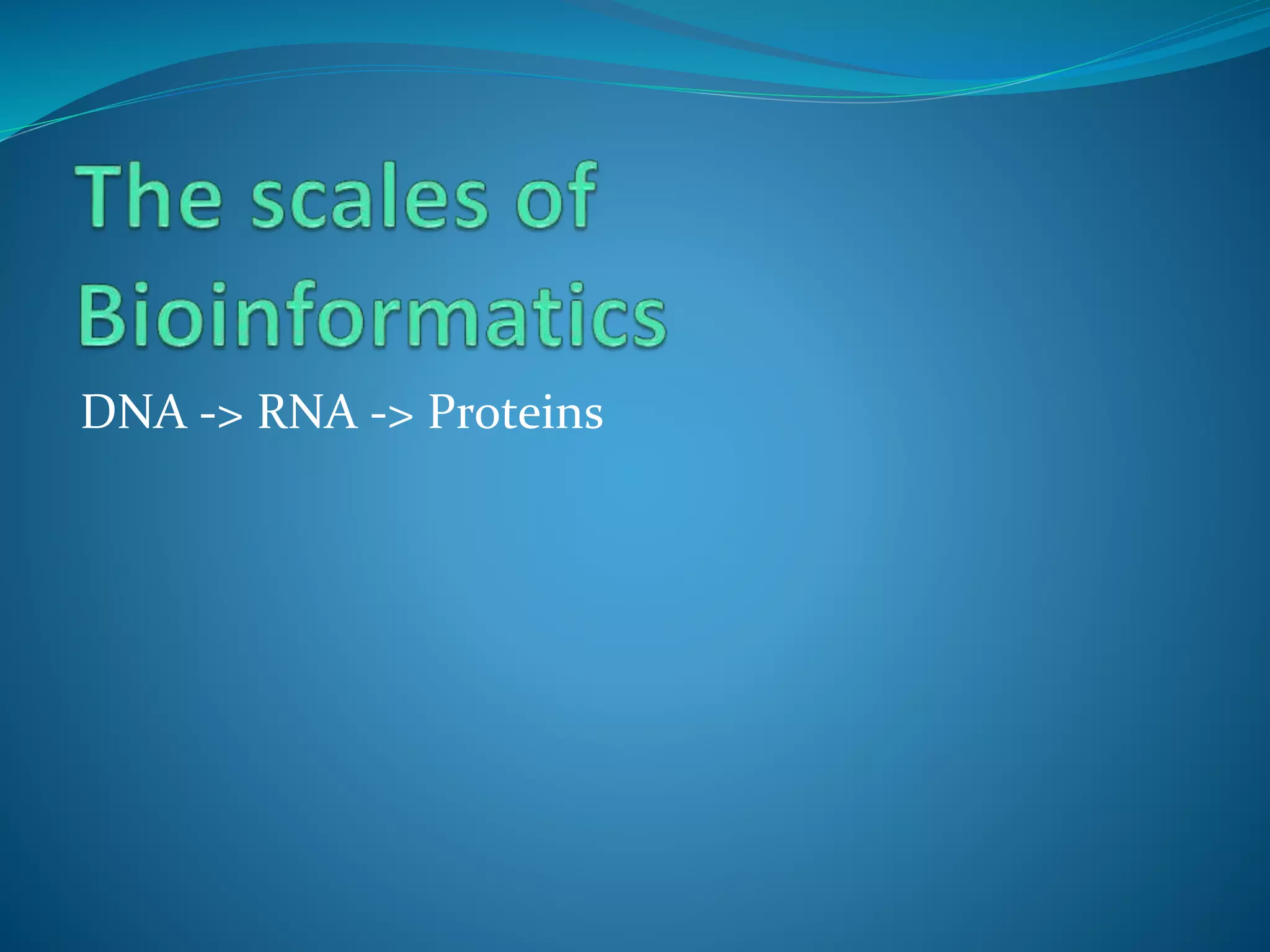 DNA -> RNA -> Proteins
 