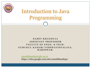 Introduction to Java | PPTX