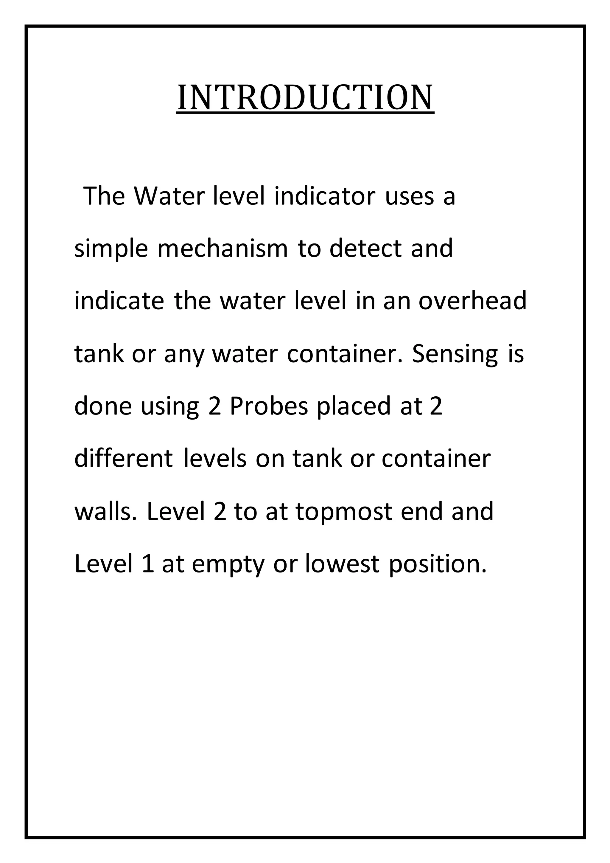 PHYSICS INVESTIGATORY PROJECT ON WATER LEVEL INDICATOR PDF