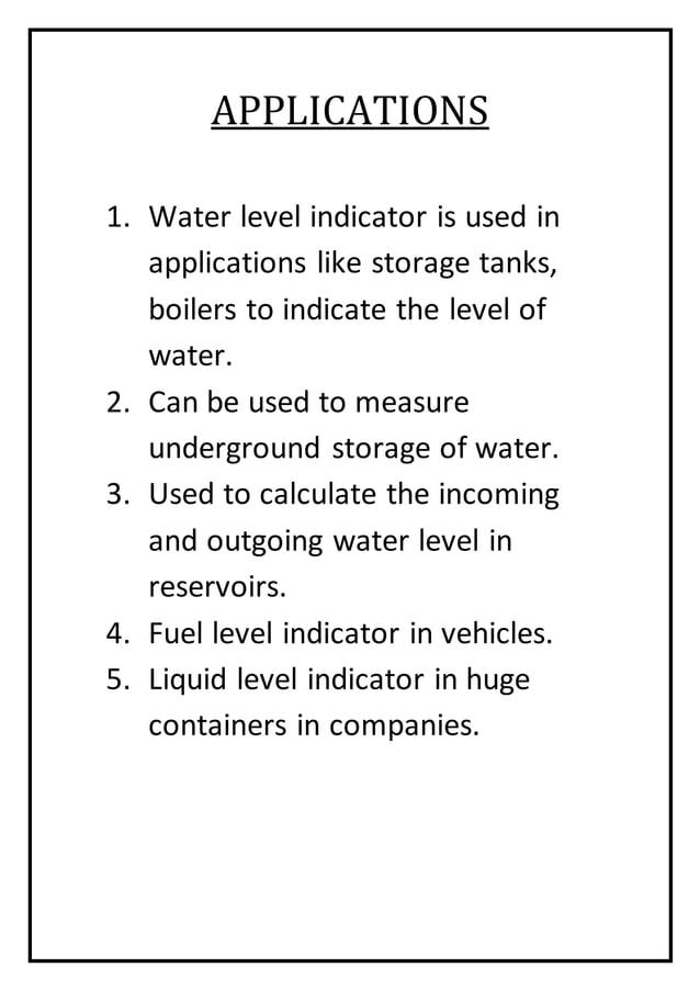 PHYSICS INVESTIGATORY PROJECT ON WATER LEVEL INDICATOR PDF