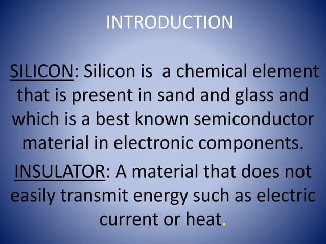 SILICON ON INSULATOR | PPTX | Chemistry | Science