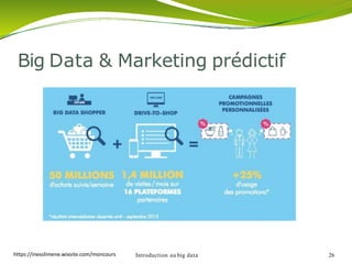 Big Data & Marketing prédictif
Introduction au big data 26https://inesslimene.wixsite.com/moncours
 