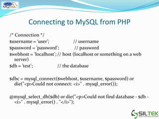 Introduction to php | PPTX | Databases | Computer Software and Applications