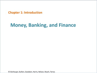 Money, Banking, and Finance
Chapter 1: Introduction
© Dünhaupt, Dullien, Goodwin, Harris, Nelson, Roach, Torras
 