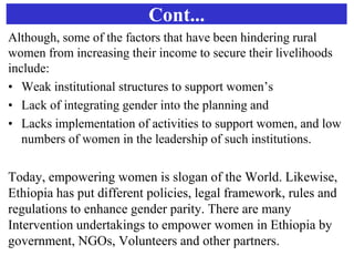 Practice and Challenges of Empowering Rural Women in Ethiopia | PPTX