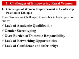 Practice and Challenges of Empowering Rural Women in Ethiopia | PPTX