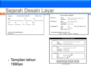 Sejarah Desain Layar
 Tampilan tahun
1970an
 Tampilan tahun
1990an
 Tampilan tahun
1980an
7/25/2024
26
 