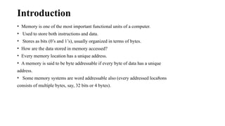 Introduction Of Computer Memory Internet Introduction to the memory system embedded.pptx