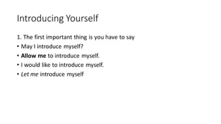 Introducing Yourself Informally Examples