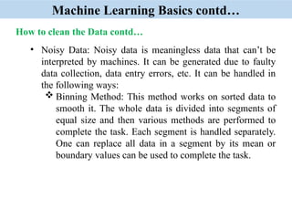Machine Learning Contd Introduction of Department of computer science | PPTX