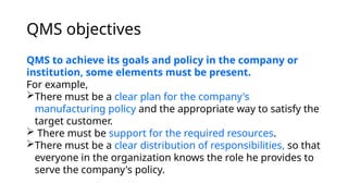 Store Qms Objectives Examples Introduction to quality control and quality assurance | PPTX