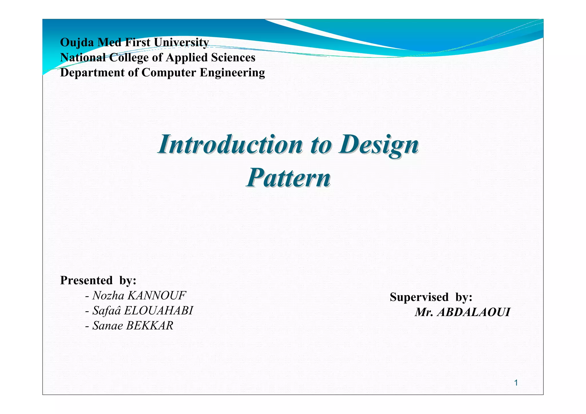 Introduction to design pattern pdf