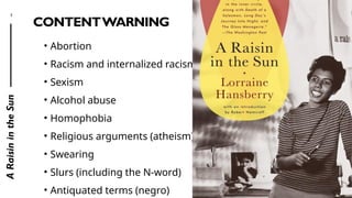 A Raisin in the Sun Introduction Lorraine Hansberry | PPTX