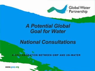 A Potential Global
Goal for Water
National Consultations
A COLLABORATION BETWEEN GWP AND UN -WATER

 