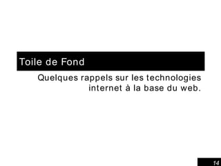 Toile de Fond Quelques rappels sur les technologies internet à la base du web. 