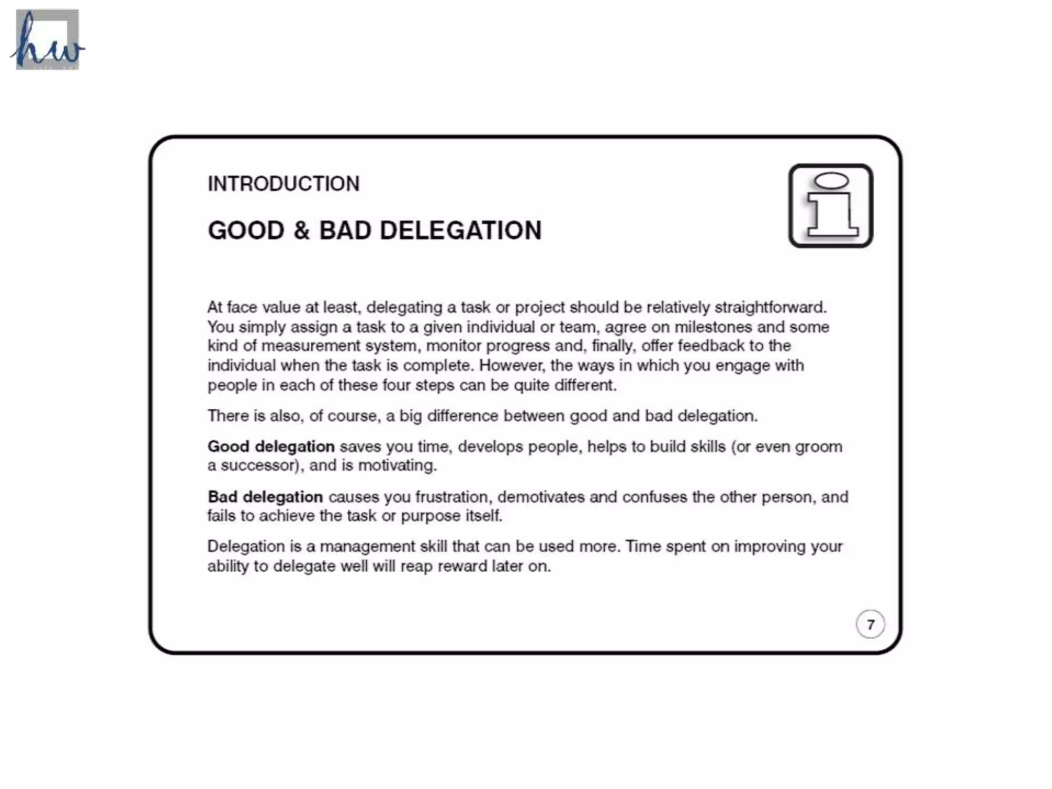 Introduction - Delegating Effectively