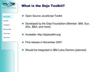 Introduction Dojo Toolkit & IBM Lotus Domino | PPT