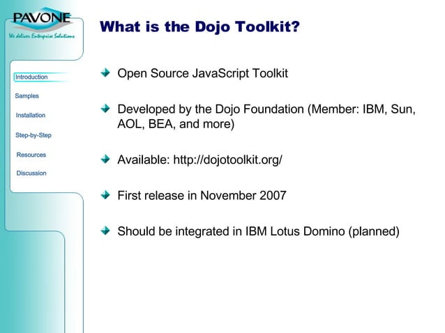 Introduction Dojo Toolkit & IBM Lotus Domino | PPT