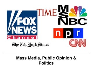 Mass Media, Public Opinion &
         Politics
 