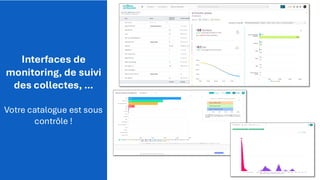 Interfaces de
monitoring, de suivi
des collectes, …
Votre catalogue est sous
contrôle !
 