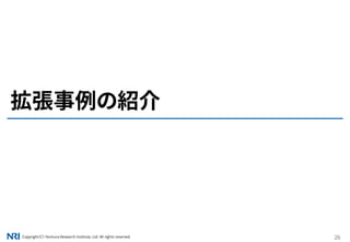Copyright（C） Nomura Research Institute, Ltd. All rights reserved. 26
拡張事例の紹介
 