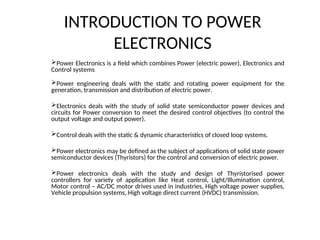 Introduction-of-power-electronics and its application | PPT