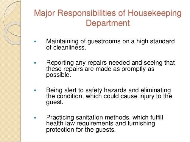 housekeeping responsibilities
