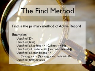 Introduction to Active Record at MySQL Conference 2007