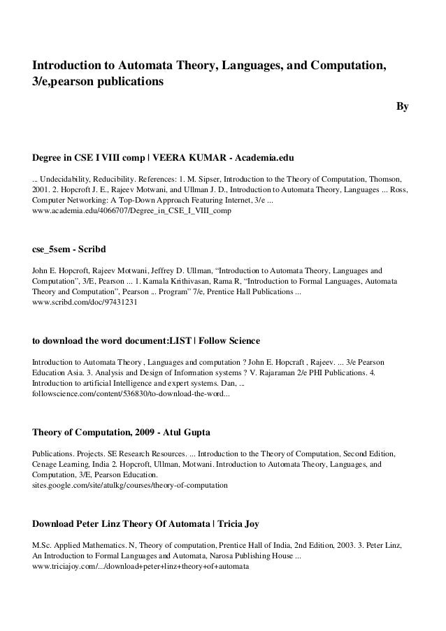 Introduction To Automata Theory Pdf