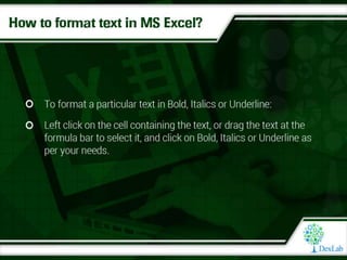 Dexlab Analytics - The Rudiments of MS Excel