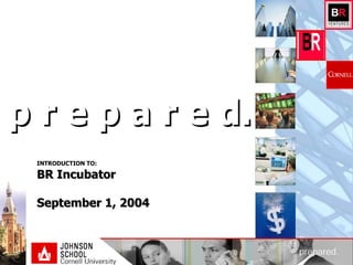 INTRODUCTION TO: BR Incubator September 1, 2004 p r e p a r e d. 