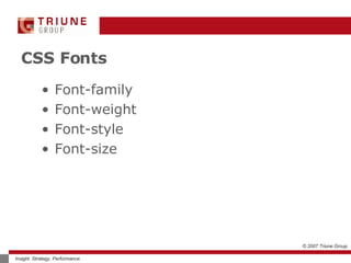 CSS Fonts Font-family Font-weight Font-style Font-size 