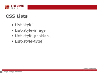 CSS Lists List-style List-style-image List-style-position List-style-type 