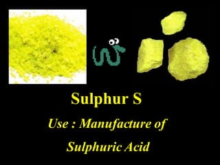 Sulphur S Use : Manufacture of Sulphuric Acid 