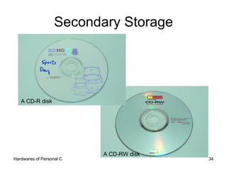 Secondary Storage A CD-R disk A CD-RW disk 