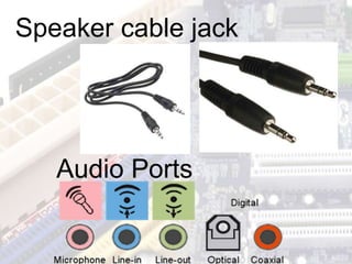 Speaker cable jack
Audio Ports
 