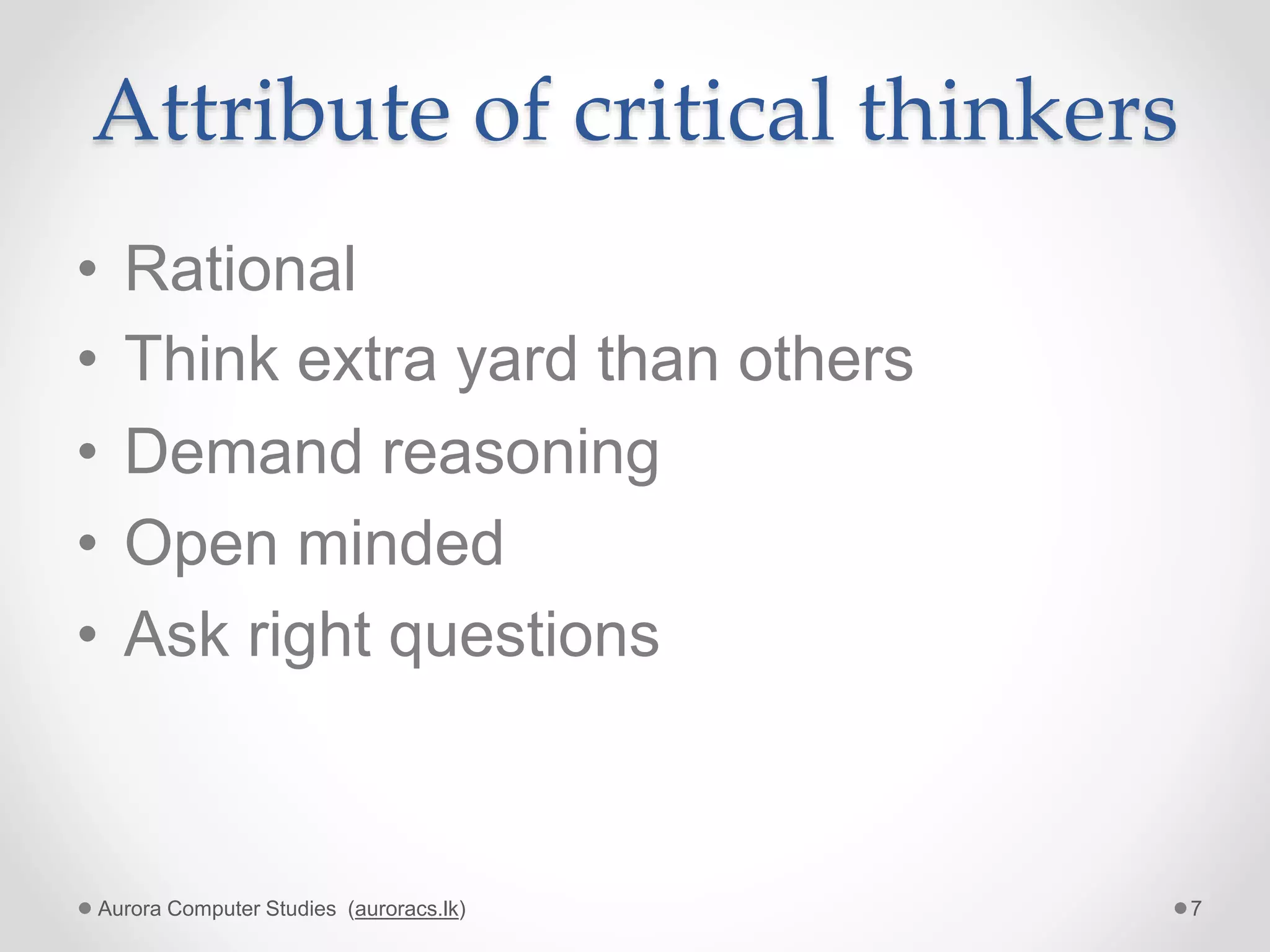 Introduction to critical thinking | PPTX