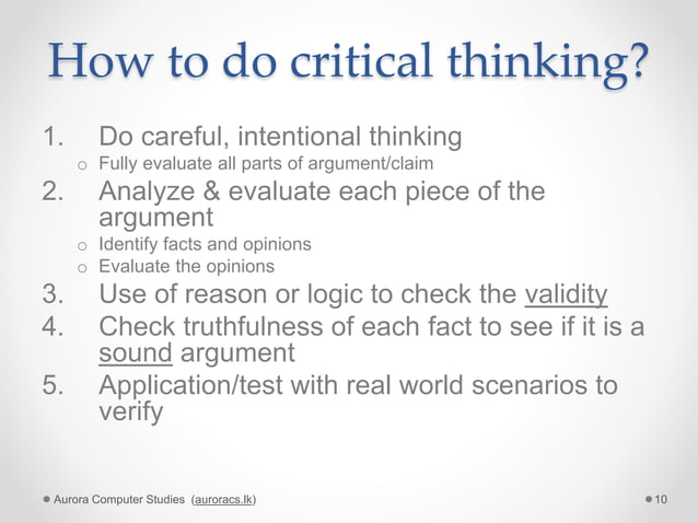 Introduction to critical thinking | PPTX